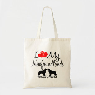 Tote Bag Personnalisé J'Aime Mes Deux Terre-Neuviens