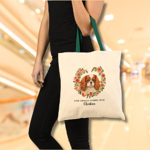 Tote Bag Personnalisé King Charles Spaniel Floral Heart