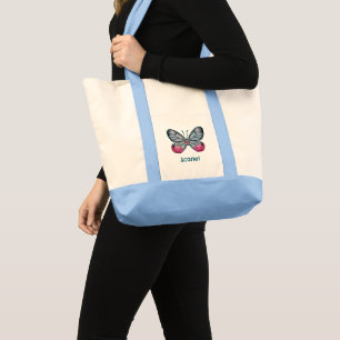 Tote Bag Personnalisé Octobre Pink verre papillon Art