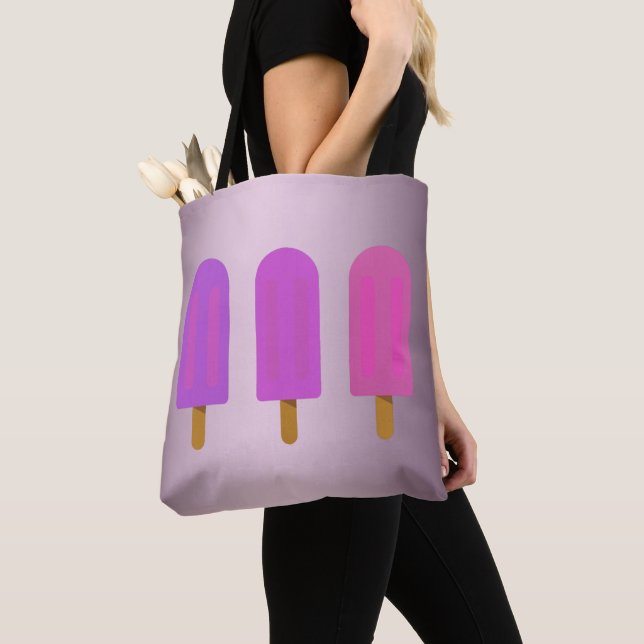 Tote Bag Personnalisé rose drôles de popsicules (De près)