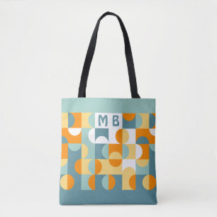 Tote Bag Personnalisé Sunny Orange Turquoise Blue Retro Art