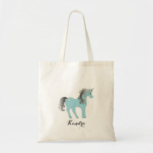 Tote Bag Personnalisé Unicorne bleue et grise