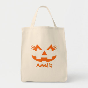 Tote Bag Personnalisée Girl Jack-o'-lantern Halloween