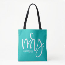 Personnalisée Mme ESTABLISHED - Blanc sur Turquois