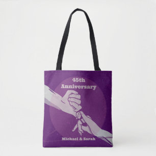 Tote Bag Personnaliser anniversaire couple romantique main 
