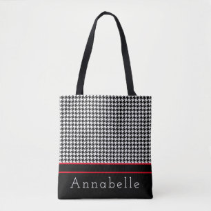 Tote Bag Personnaliser Black Houndstooth Plaid
