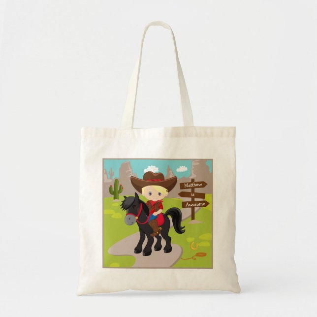 Tote Bag Personnaliser Blonde Cowboy Deux côtés (Devant)