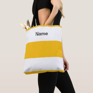 Tote Bag Personnaliser Classique Jaune Citron + Rayures Bla