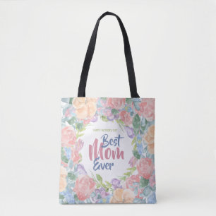 Tote Bag Personnaliser la fête des mères de l'aquarelle flo
