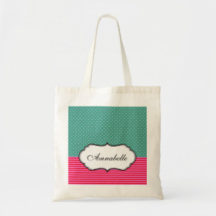 Tote Bag Personnalisez le motif turquoise de rayures