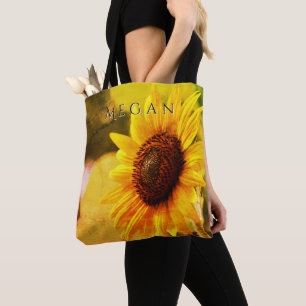 Tote Bag Personnalisez Votre Nom Bright Artistic Yellow Sun