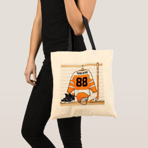 Tote Bag Personnalized orange et blanc hockey Jersey