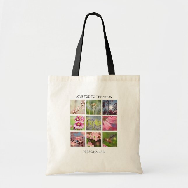 Tote Bag Personnalized Text and Photo Collage (Devant)