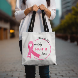 Tote Bag Personne ne combat seul le ruban rose