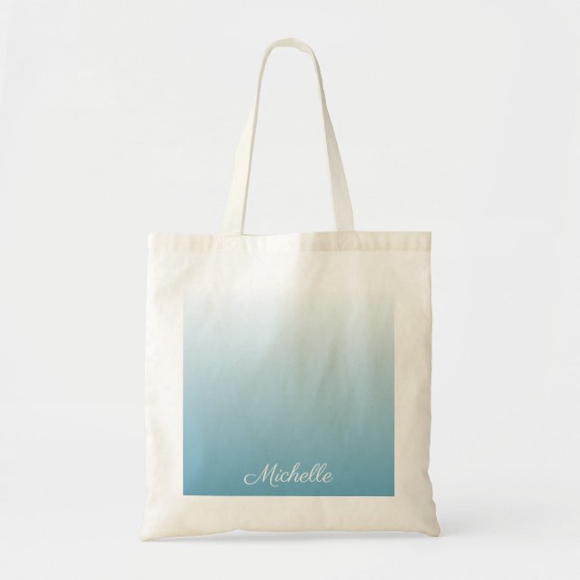 Tote Bag Personnel gradient ombre angel blue (Devant)
