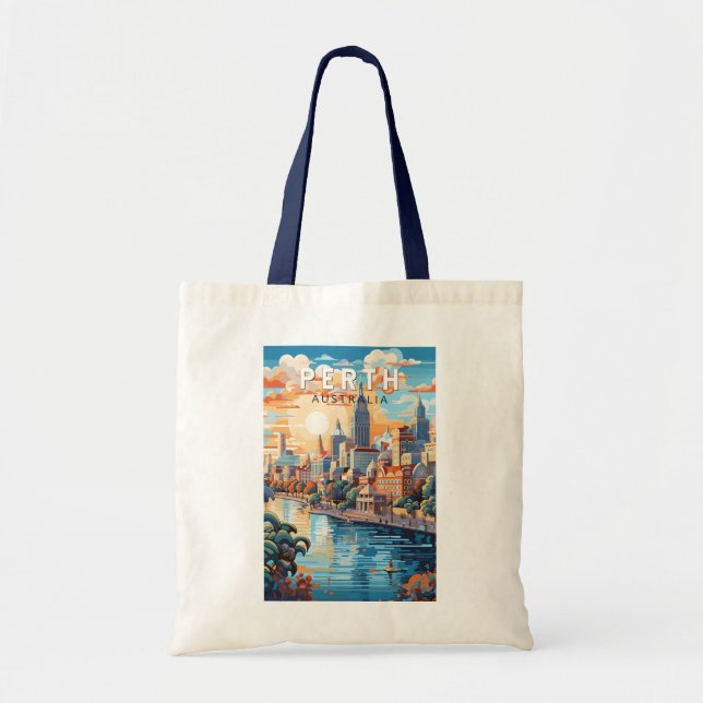 Tote Bag Perth Australia Travel Art Vintage (Devant)