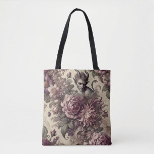Tote Bag Pétales de prune piquante - Design floral gothique