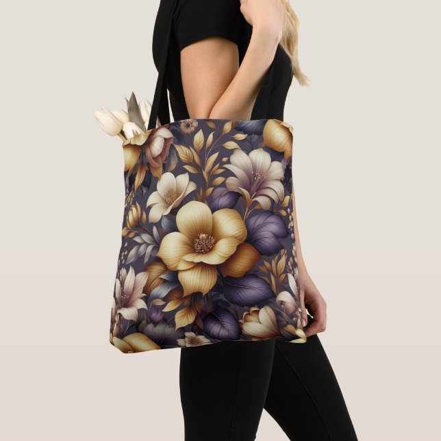 Tote Bag Pétales éclairées et brumes violettes (De près)