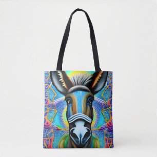 Tote Bag Petit âne Abstrait multicolore