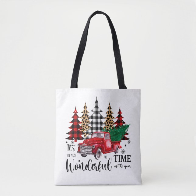 Tote Bag Petit Camion de Noël Rouge (Devant)