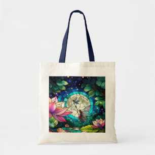Tote Bag Petit Fée en Verre Coloré avec Libellule