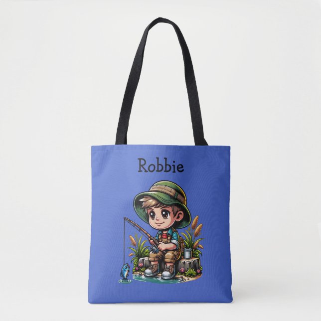 Tote Bag Petit Garçon Pêche personnalisée (Devant)