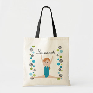 Tote Bag Petit gymnaste personnalisé dans l'Aqua et le vert