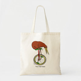 Tote Bag Petit Kiwi Brown Sur Un Monocycle Rouge