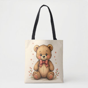Tote Bag Petit ours brun mignon adorable avec cravate
