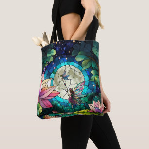 Tote Bag Petit vitrail de fée avec libellule