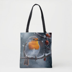 Tote Bag Petit voleur assis sur une branche en hiver