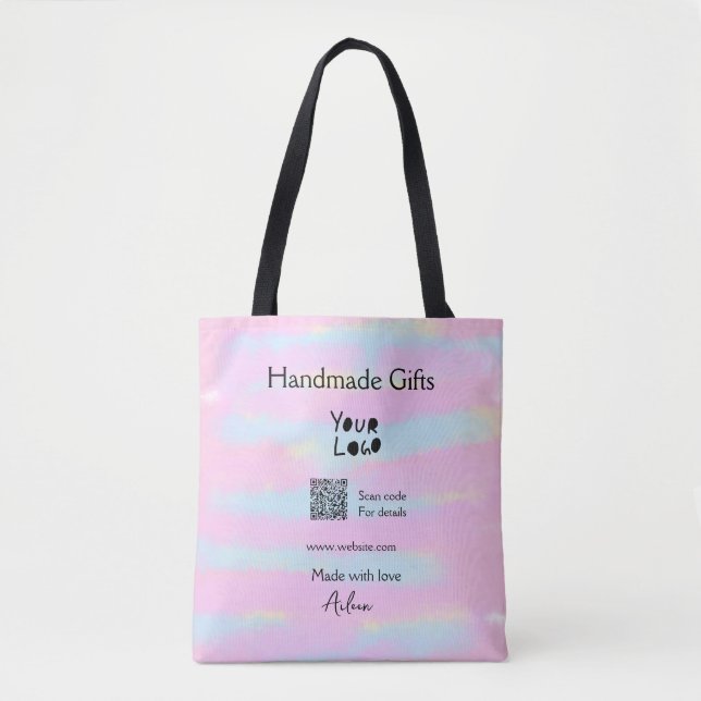 Tote Bag Petite entreprise cadeaux faits main de l'amour QR (Devant)