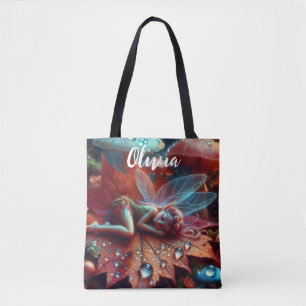 Tote Bag Petite Fée Fantaisiste Endormie sur une Feuille