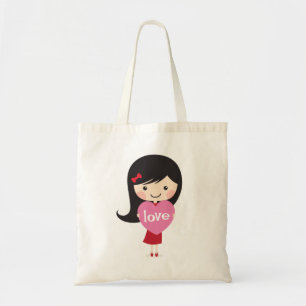 Tote Bag Petite fille avec coeur d'amour