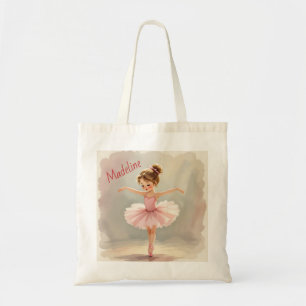 Tote Bag Petite Fille Ballerine en Tutu Rose Personnalisé