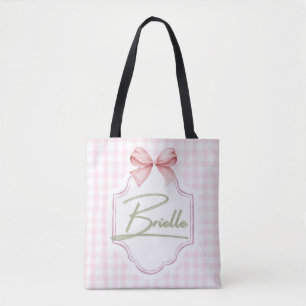 Tote Bag Petite fille bébé personnalisée Bow&En vichy
