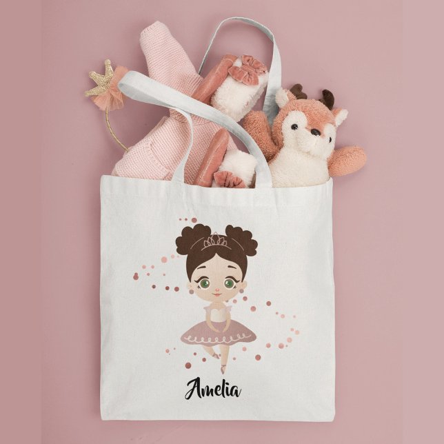 Tote Bag Petite fille Dancing Ballerina avec Couronne, Rose (Créateur téléchargé)
