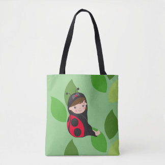 Tote Bag Petite fille en costume de coccinelle rouge