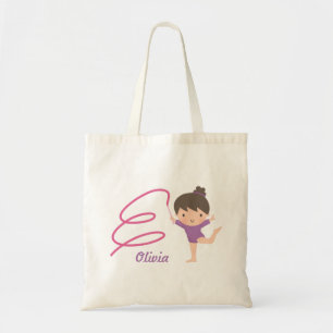 Tote Bag Petite gymnastique mignonne de fille et de ruban