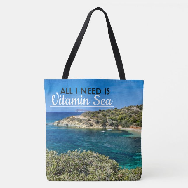 Tote Bag petite plage en Sardaigne avec eau turquoise (Devant)