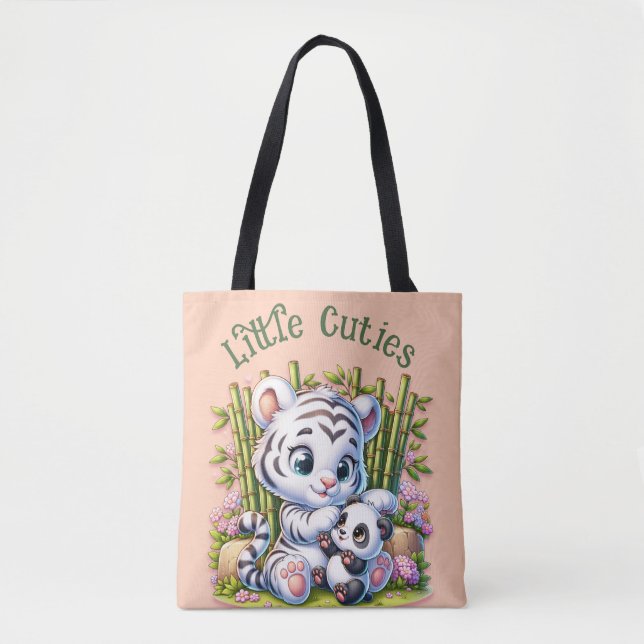 Tote Bag Petites Cuties Panda & Tigre | (Devant)