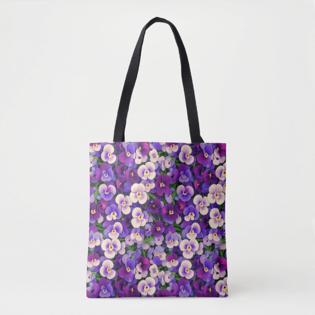 Tote Bag Petites Pansies pourpres (Devant)