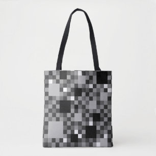 Tote Bag Petits Carrés numériques Pixellisés Noirs
