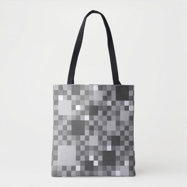 Tote Bag Petits Carrés numérisés gris (Devant)