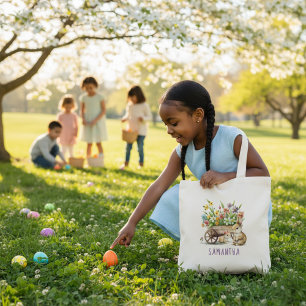 Tote Bag Petits lapins Personnalisés Fille Pâques