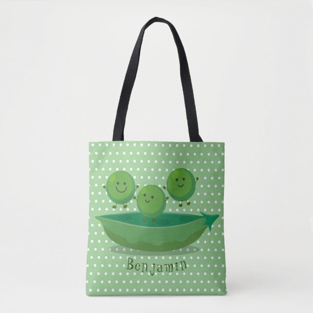 Tote Bag Petits pois sauteurs en pod dessin animé illustrat (Devant)