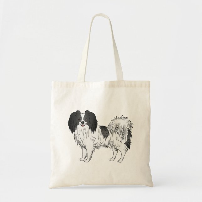 Tote Bag Phalène Avec Détails Noir Mignonne Chien Fluffy Jo (Devant)