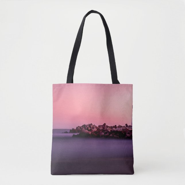 TOTE BAG PHARE BLANCHE SUR LA MER ROCHEUSE (Devant)