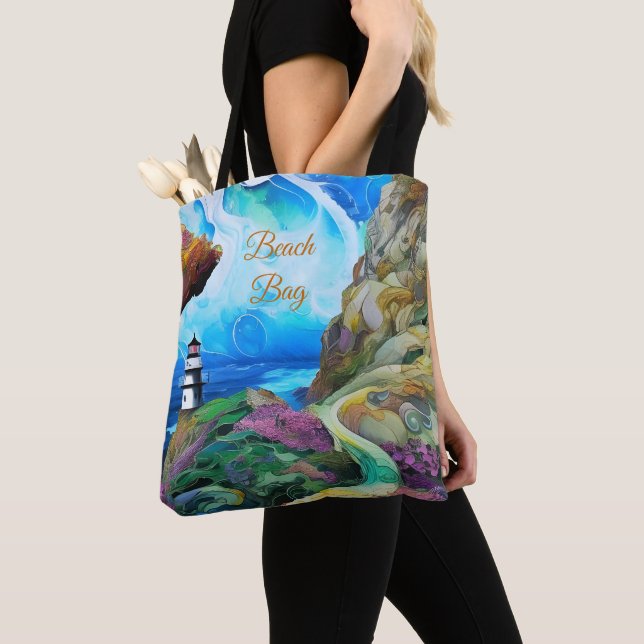 Tote Bag Phare surplombant la mer (De près)
