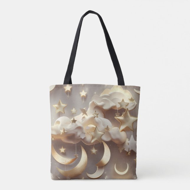Tote Bag Phases lunaires célestes à la crème douce (Dos)